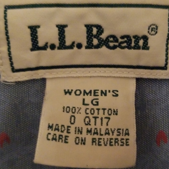 LL Bean Vintage Button Down Oxford Pink Hearts Chambray Denim L - Picture 4 of 6